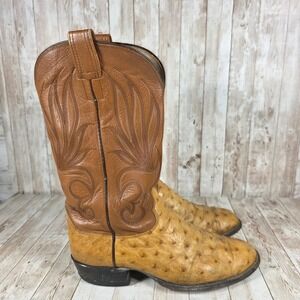 Vintage Ryon's Fort Worth‎ Texas Ostrich Leather Cowboy Western Boots Mens